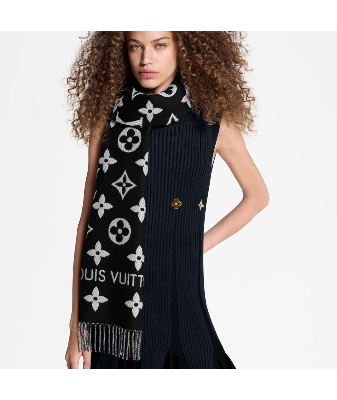 LOUIS VUITTON Черный шарф, фото 3