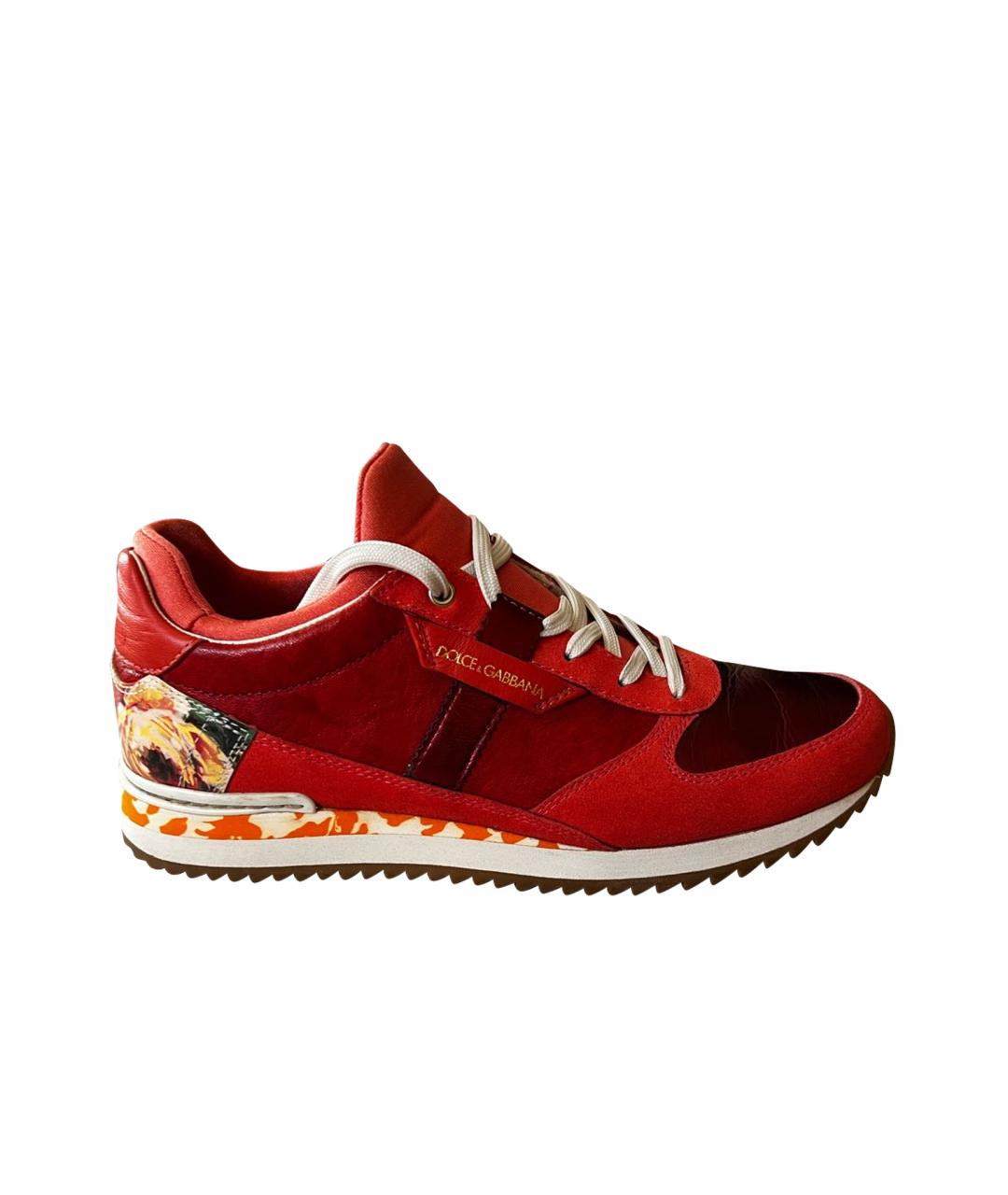 DOLCE&GABBANA Красные кожаные кроссовки, фото 1