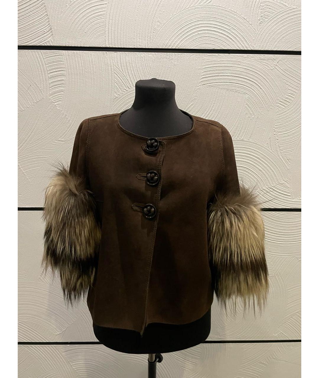 FENDI Коричневая кожаная дубленка, фото 5