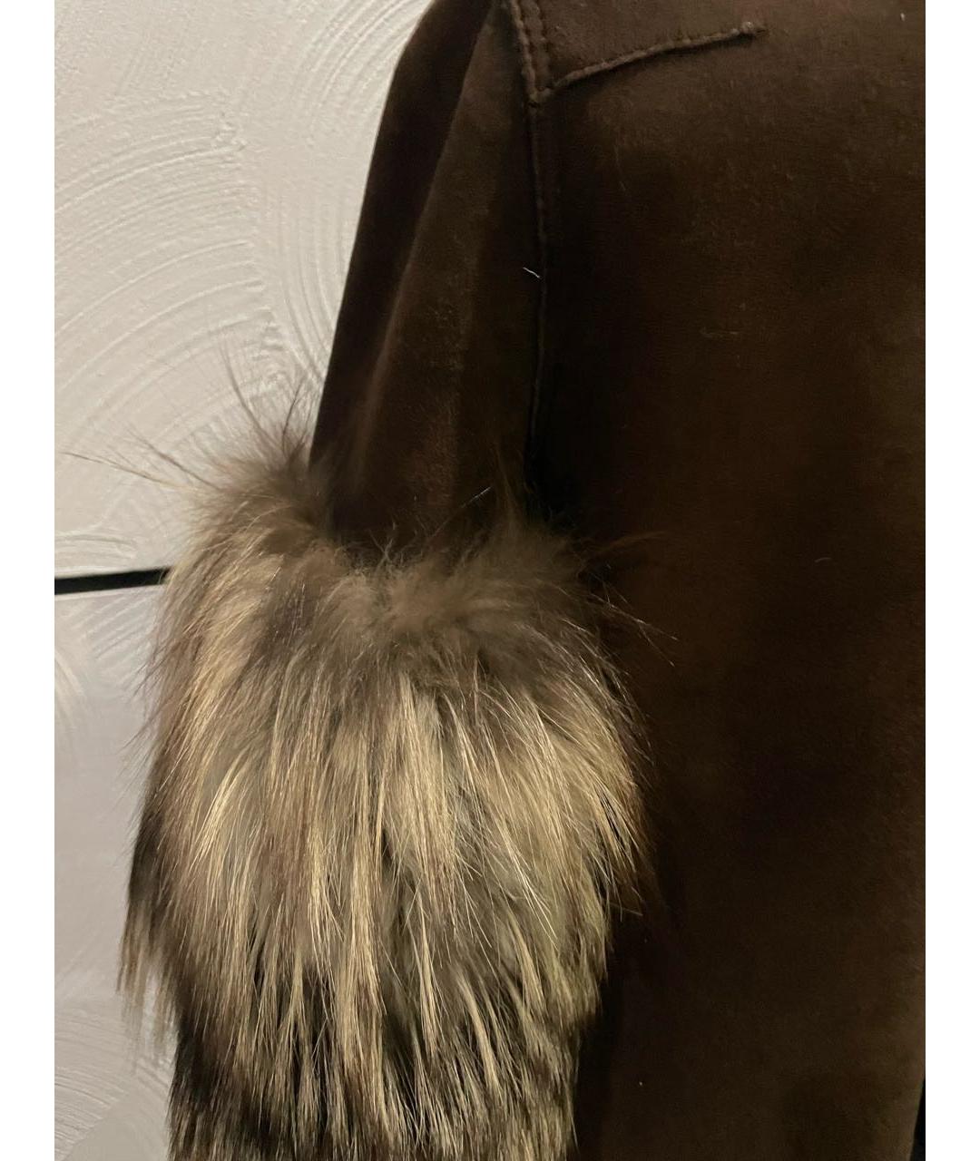 FENDI Коричневая кожаная дубленка, фото 4