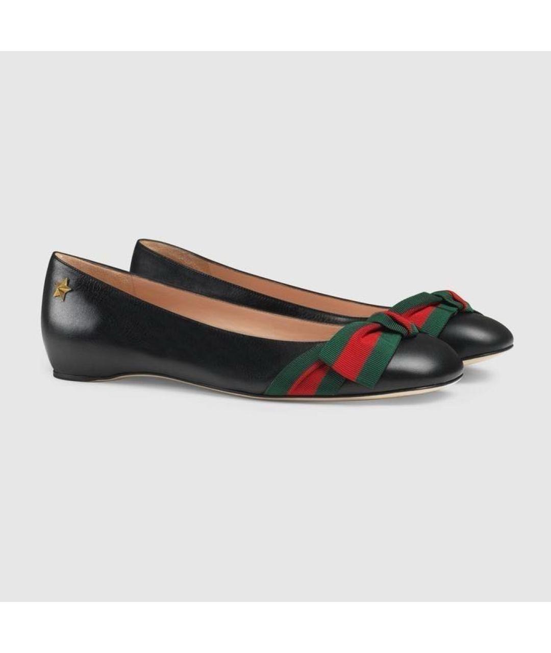 GUCCI Черные кожаные балетки, фото 8