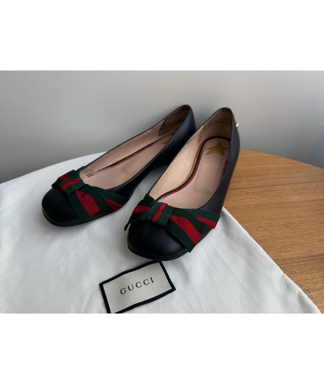 GUCCI Черные кожаные балетки, фото 4