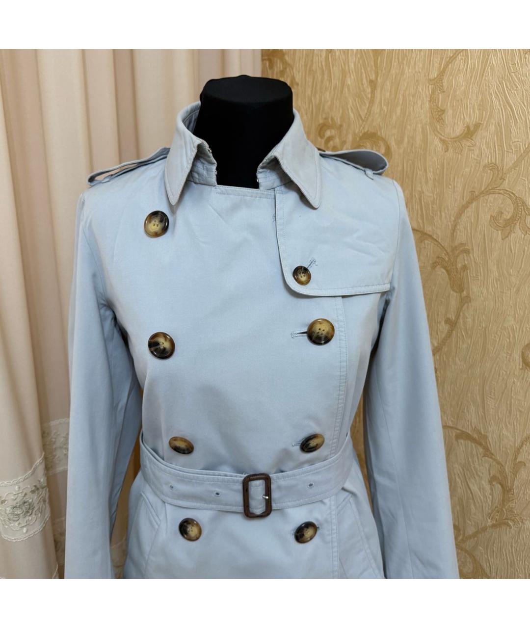 BURBERRY Голубой хлопковый тренч/плащ, фото 3