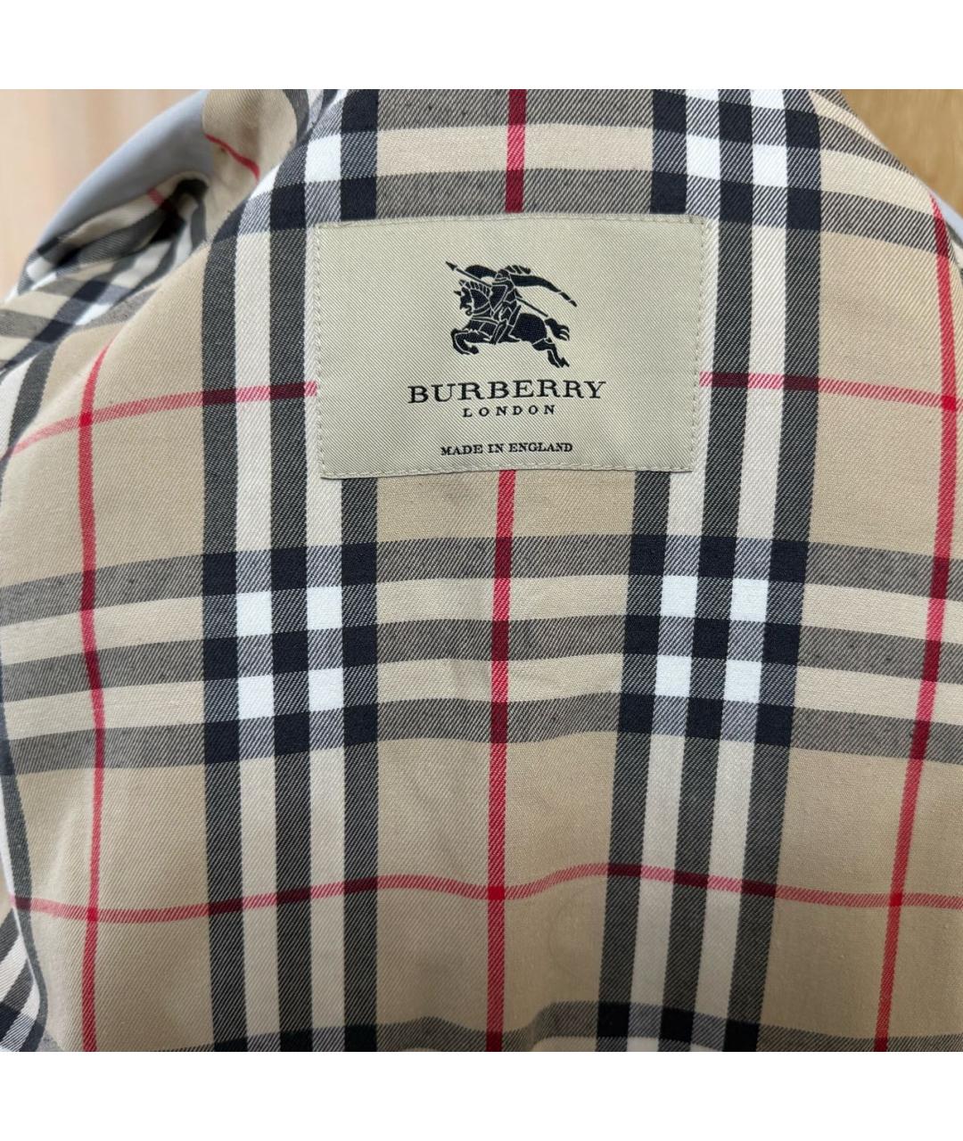 BURBERRY Голубой хлопковый тренч/плащ, фото 5