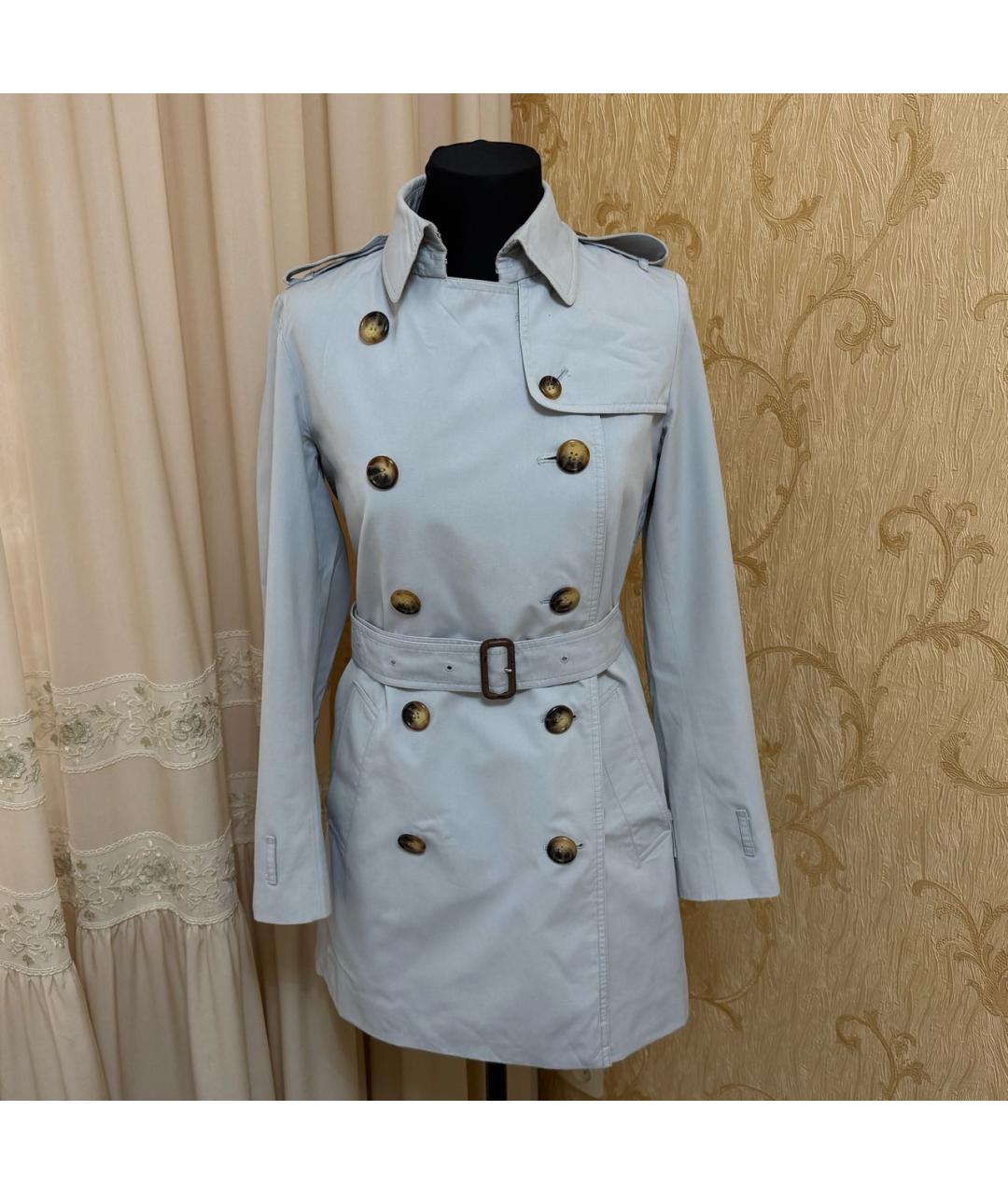 BURBERRY Голубой хлопковый тренч/плащ, фото 2