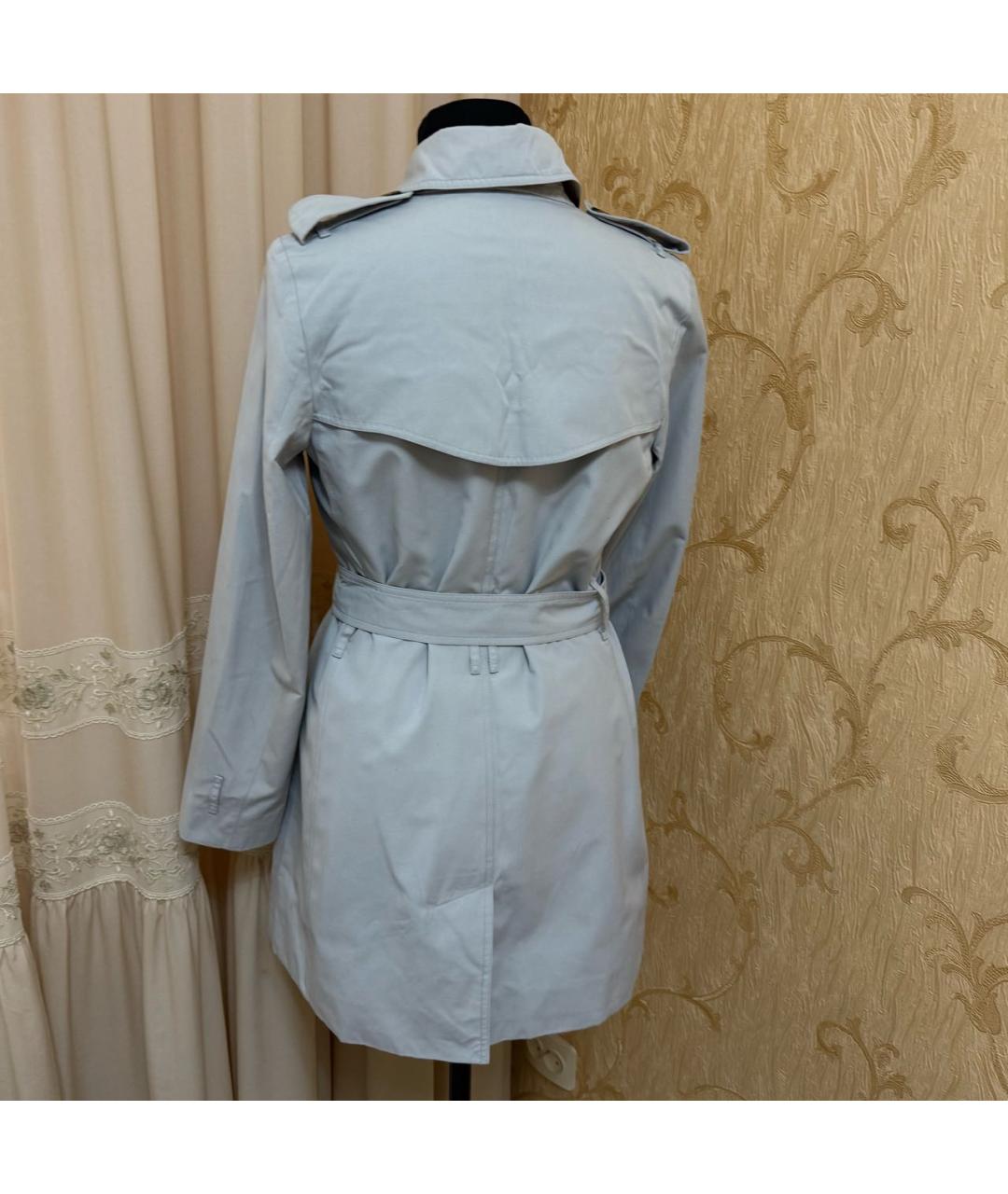 BURBERRY Голубой хлопковый тренч/плащ, фото 4