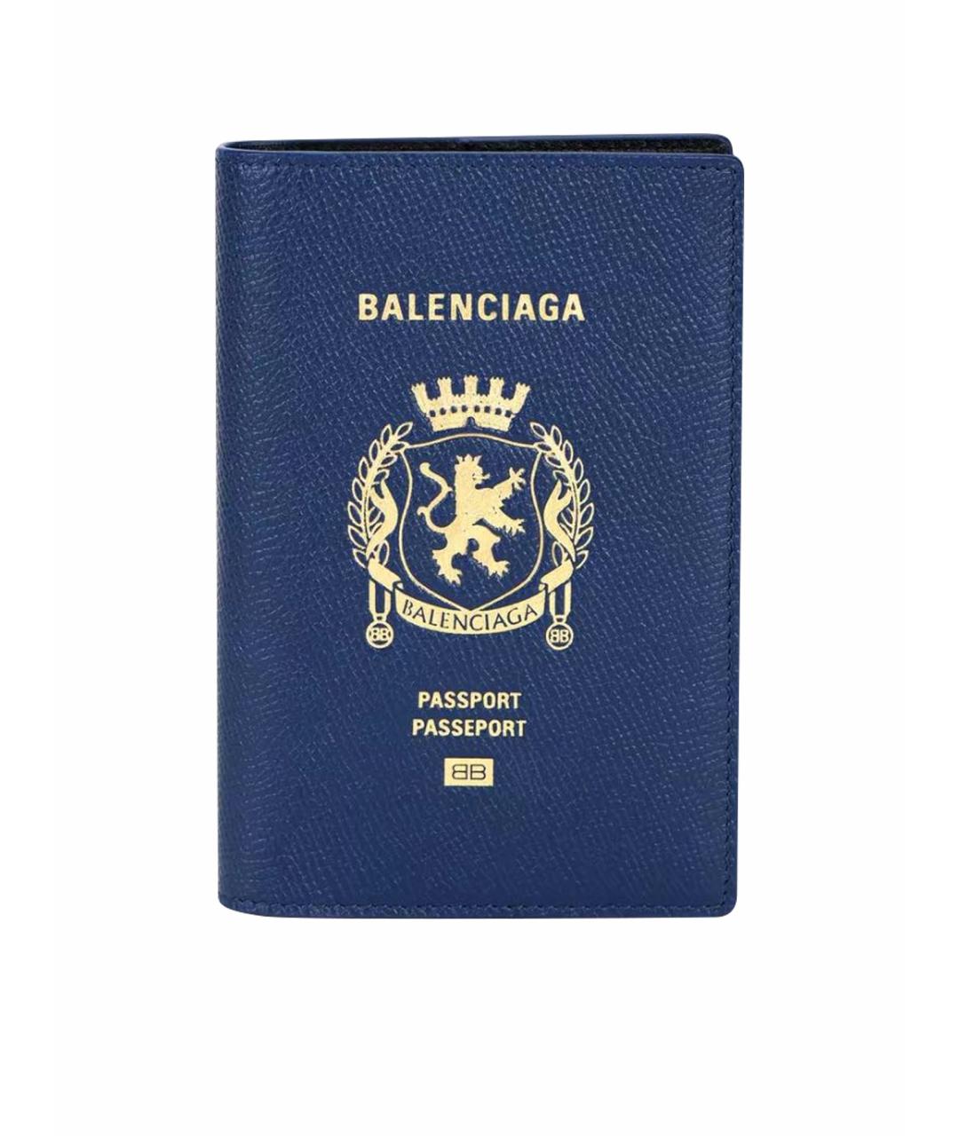 BALENCIAGA Темно-синий кожаный кардхолдер, фото 1
