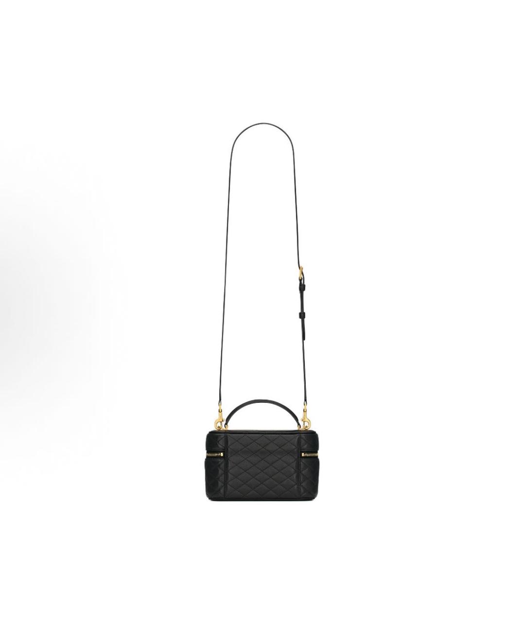 SAINT LAURENT Черная кожаная сумка с короткими ручками, фото 3
