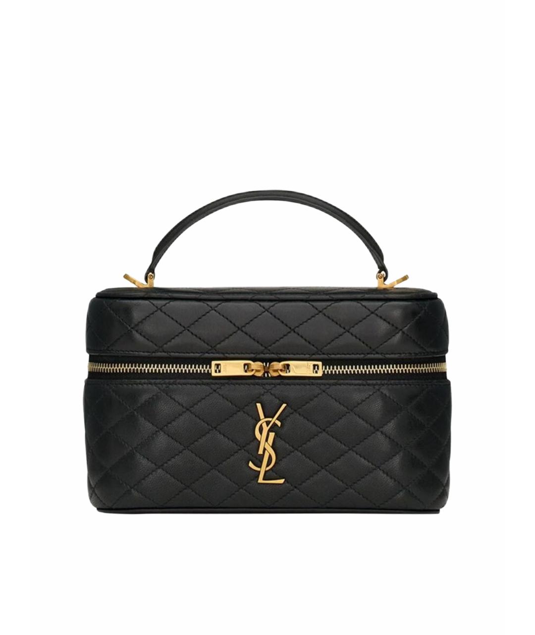 SAINT LAURENT Черная кожаная сумка с короткими ручками, фото 1