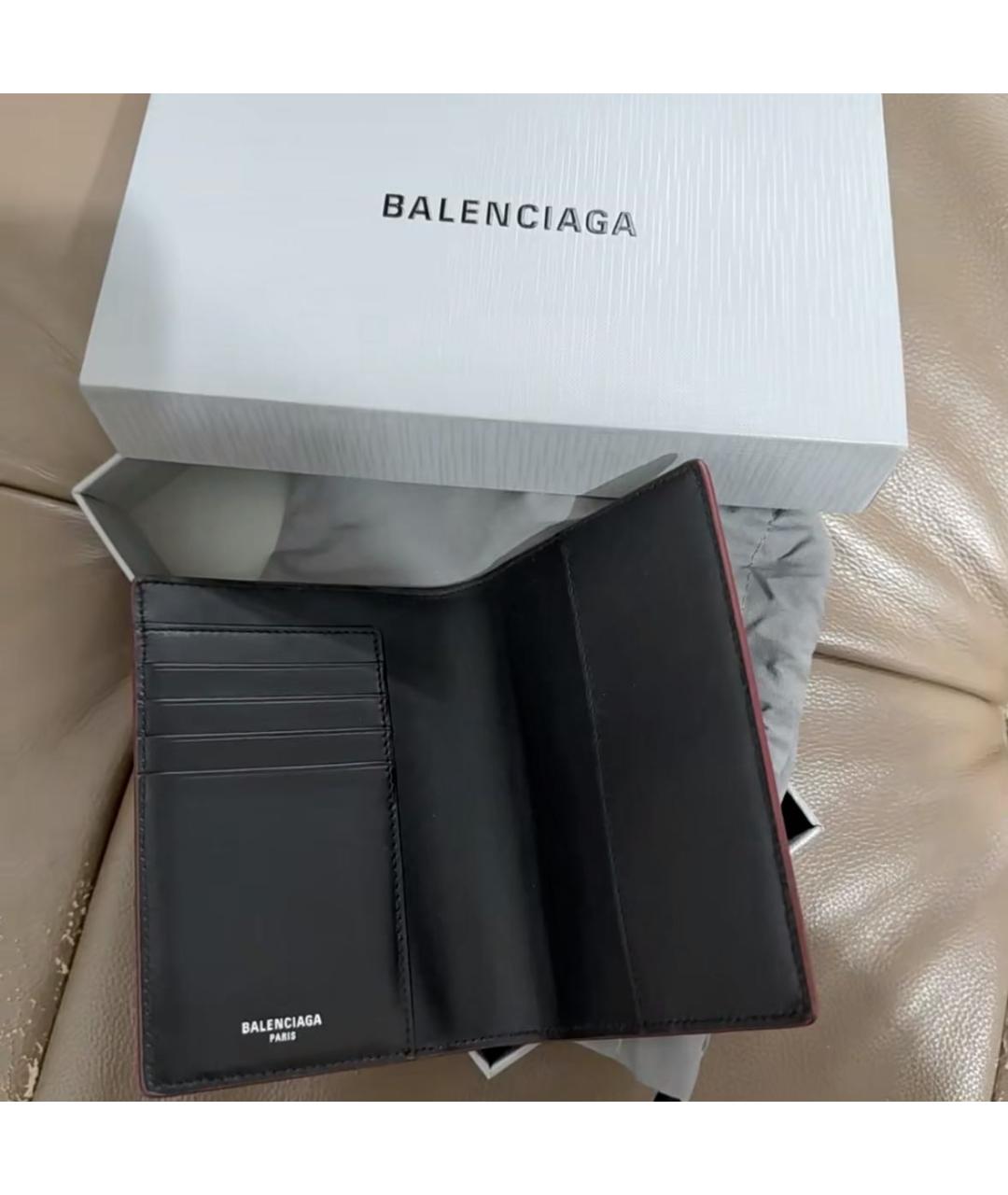 BALENCIAGA Бордовый кожаный кошелек, фото 3