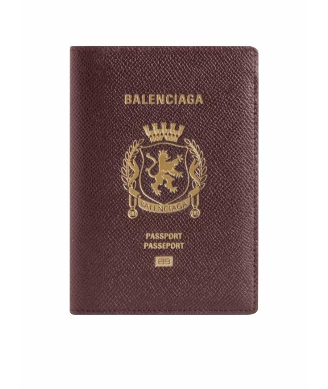 BALENCIAGA Бордовый кожаный кошелек, фото 1