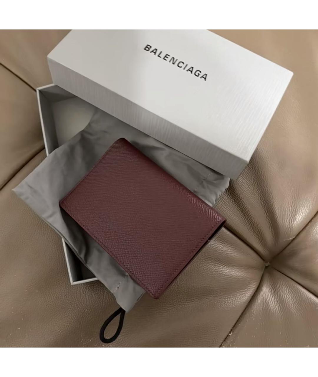 BALENCIAGA Бордовый кожаный кошелек, фото 4