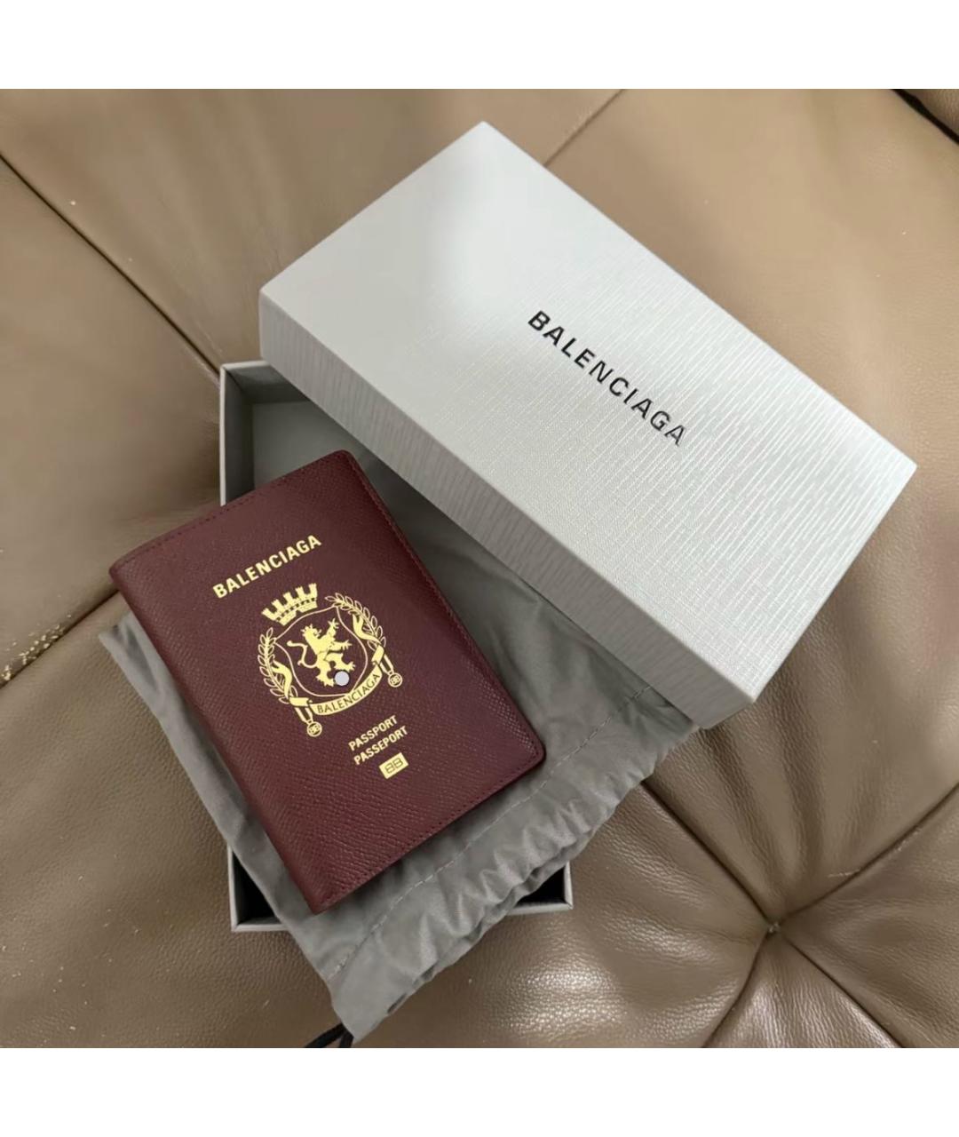 BALENCIAGA Бордовый кожаный кошелек, фото 2