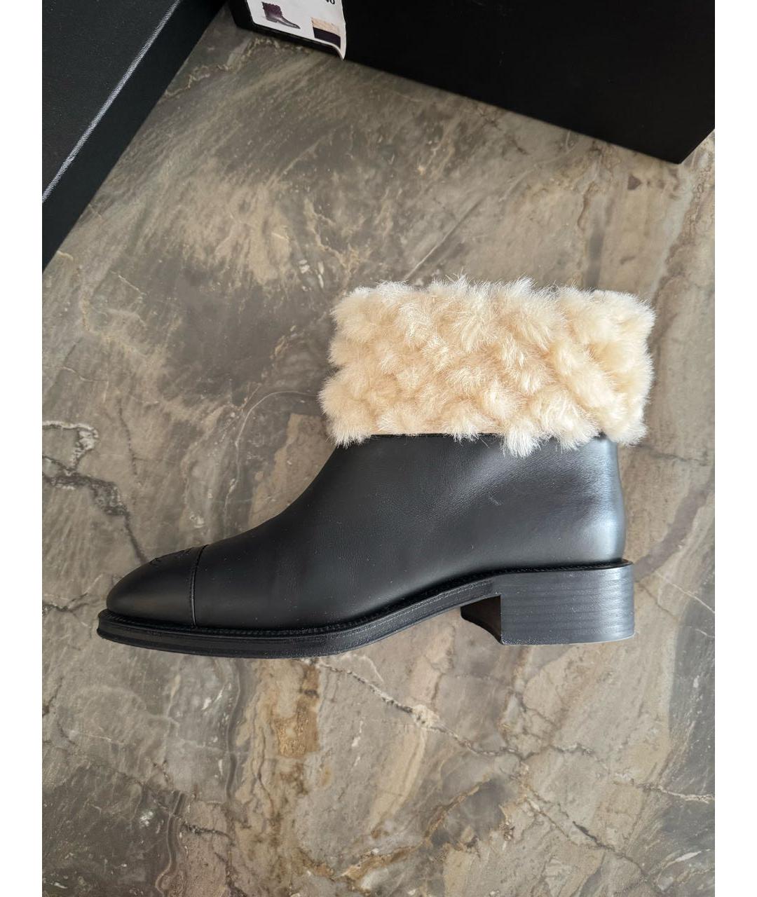 CHANEL Черные кожаные ботинки, фото 5