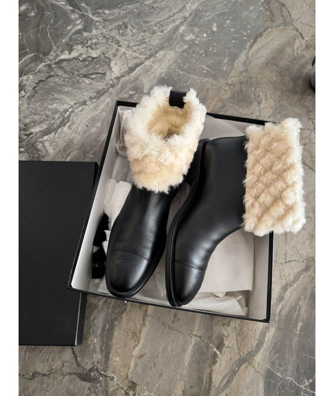 CHANEL Черные кожаные ботинки, фото 2