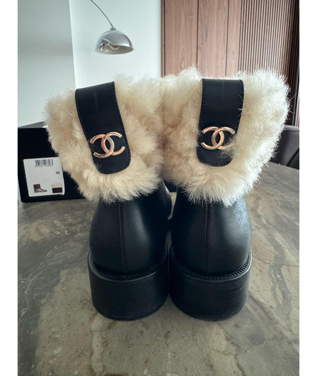 CHANEL Черные кожаные ботинки, фото 4