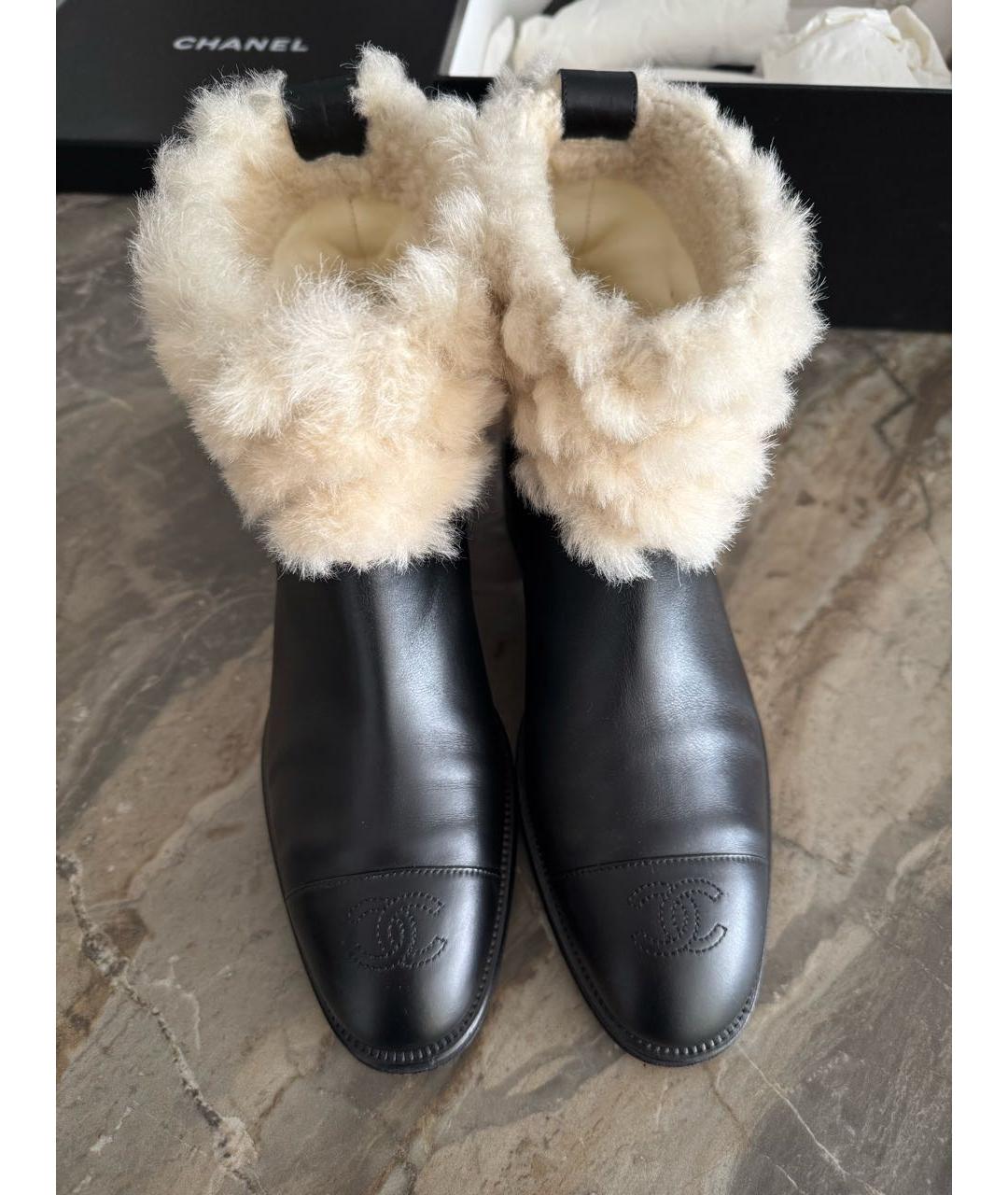 CHANEL Черные кожаные ботинки, фото 3