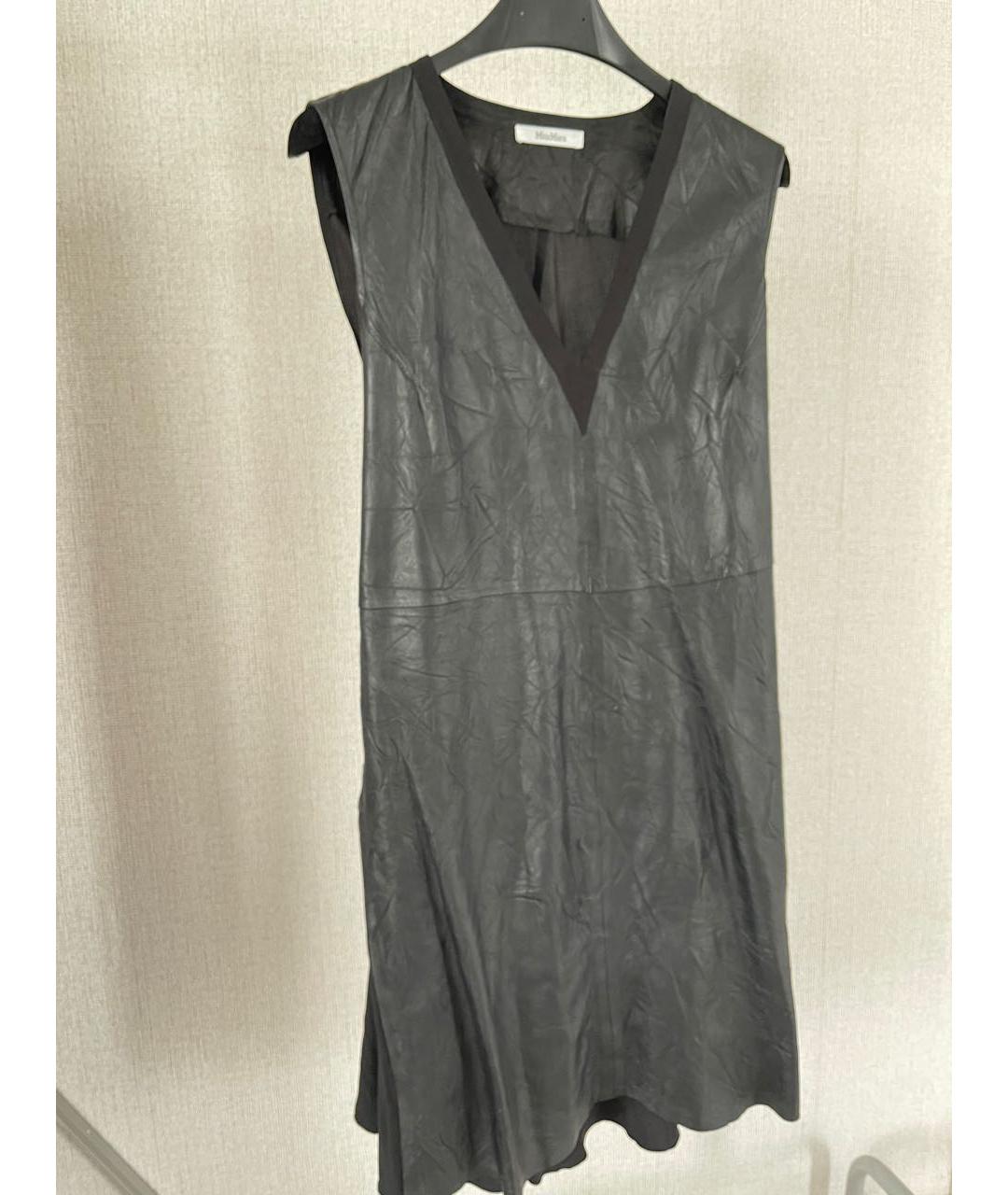 MAX MARA Черное кожаное платье, фото 4
