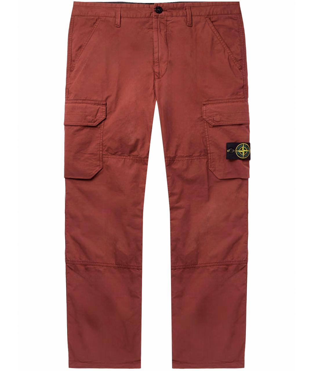 STONE ISLAND Бордовые хлопковые повседневные брюки, фото 1