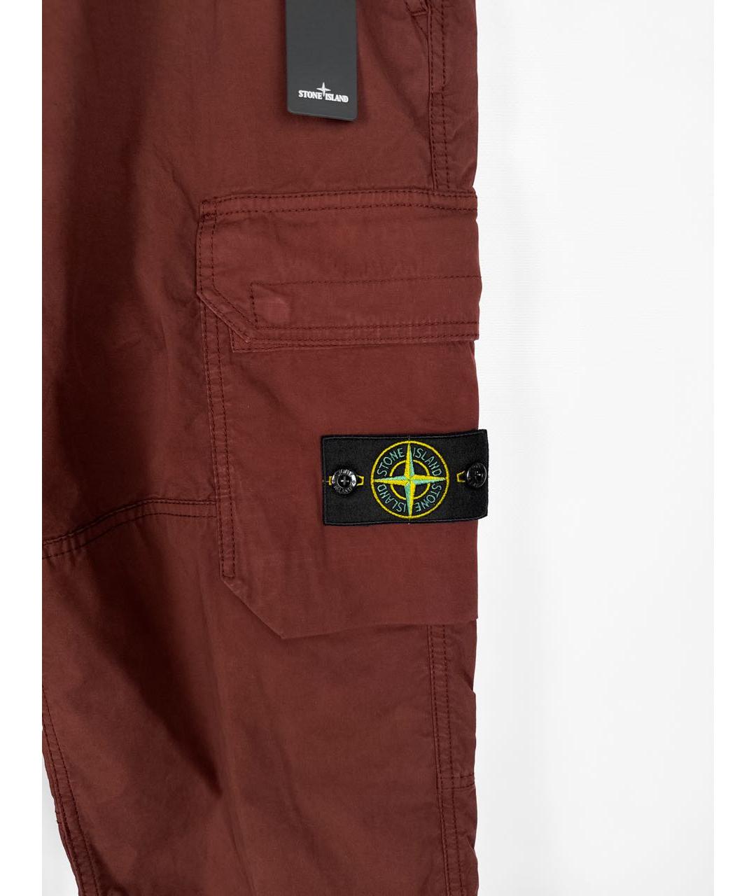 STONE ISLAND Бордовые хлопковые повседневные брюки, фото 2