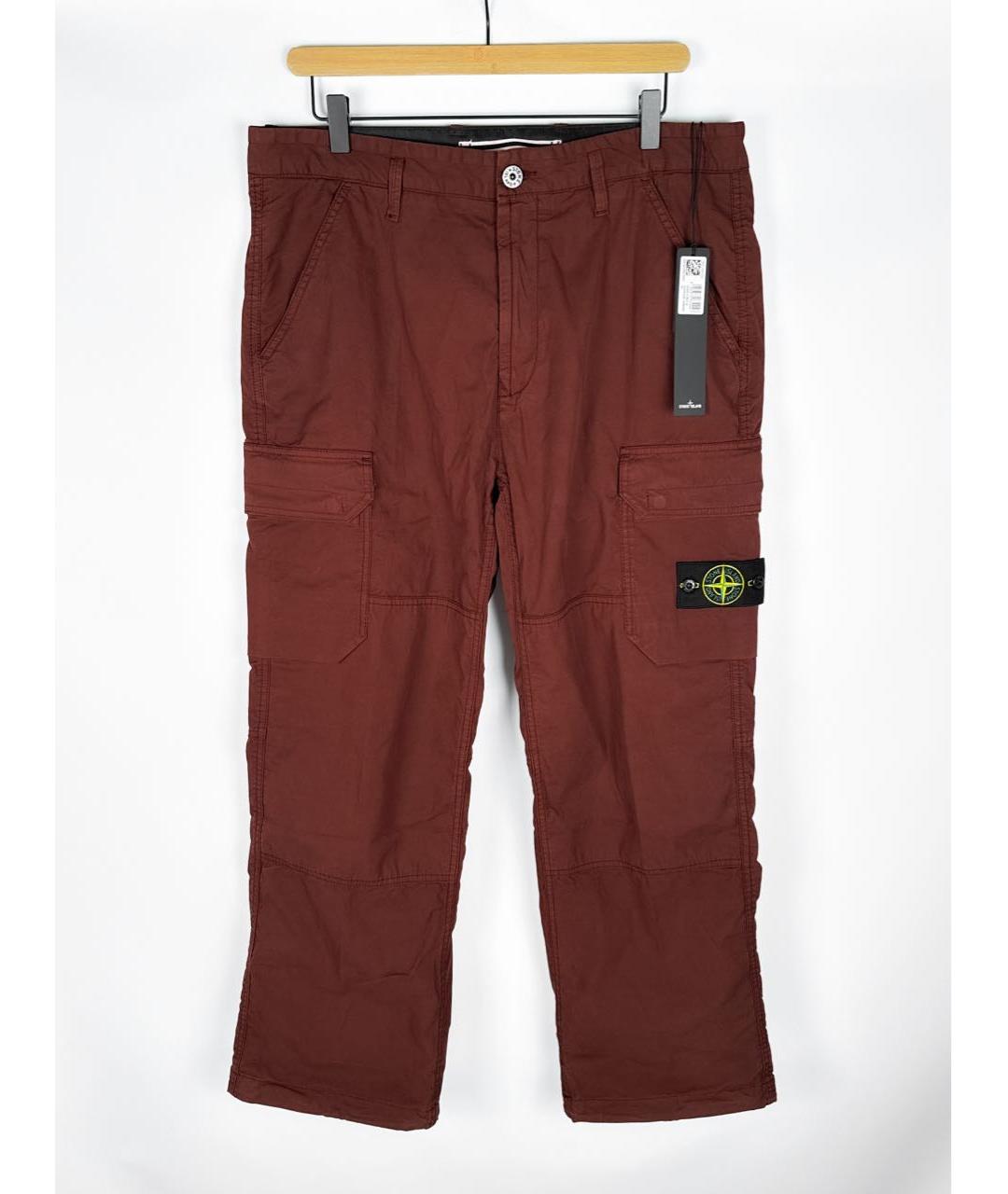 STONE ISLAND Бордовые хлопковые повседневные брюки, фото 9