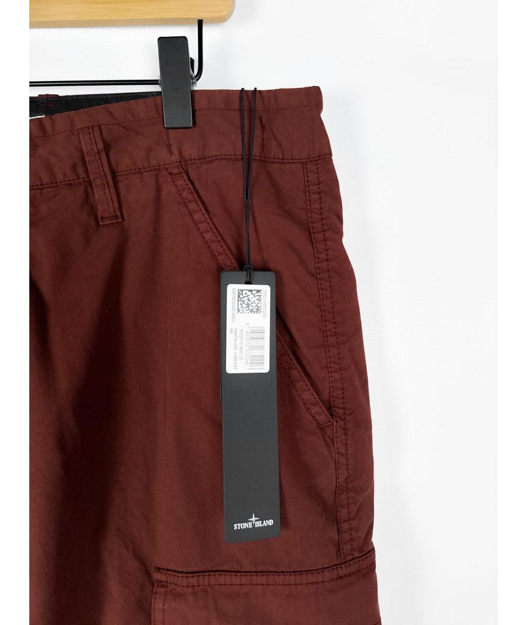 STONE ISLAND Бордовые хлопковые повседневные брюки, фото 3