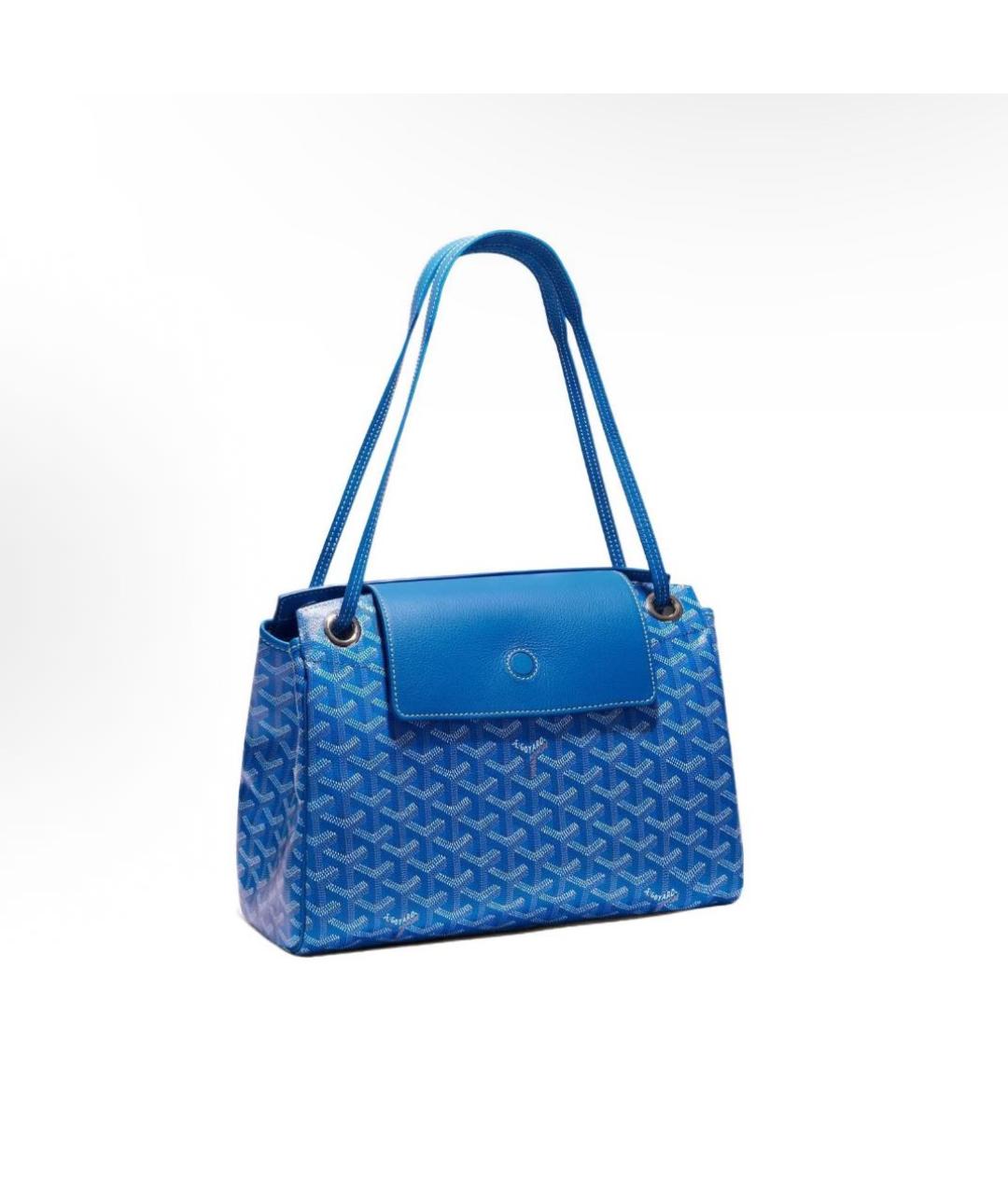 GOYARD Синяя кожаная сумка с короткими ручками, фото 6