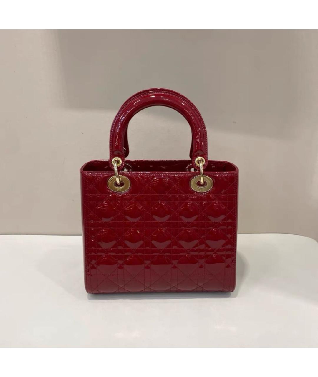 CHRISTIAN DIOR Красная сумка тоут из лакированной кожи, фото 2