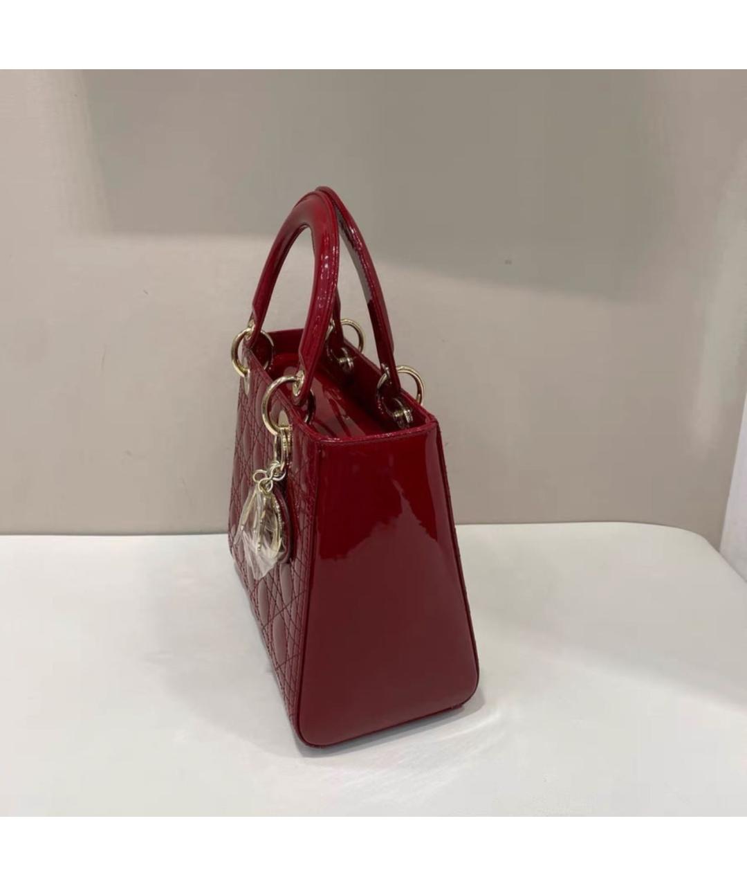 CHRISTIAN DIOR Красная сумка тоут из лакированной кожи, фото 4