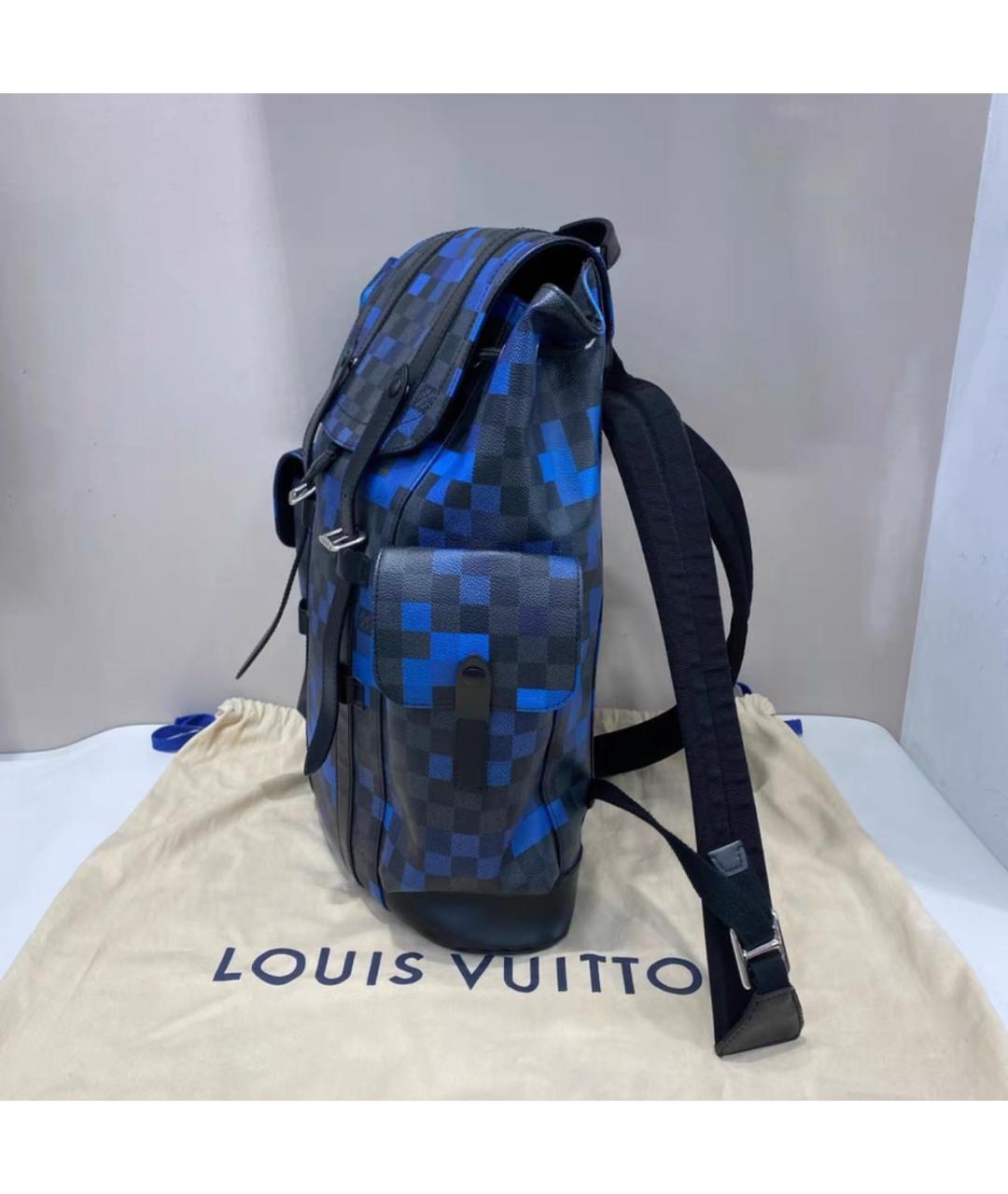 LOUIS VUITTON Синий кожаный рюкзак, фото 4