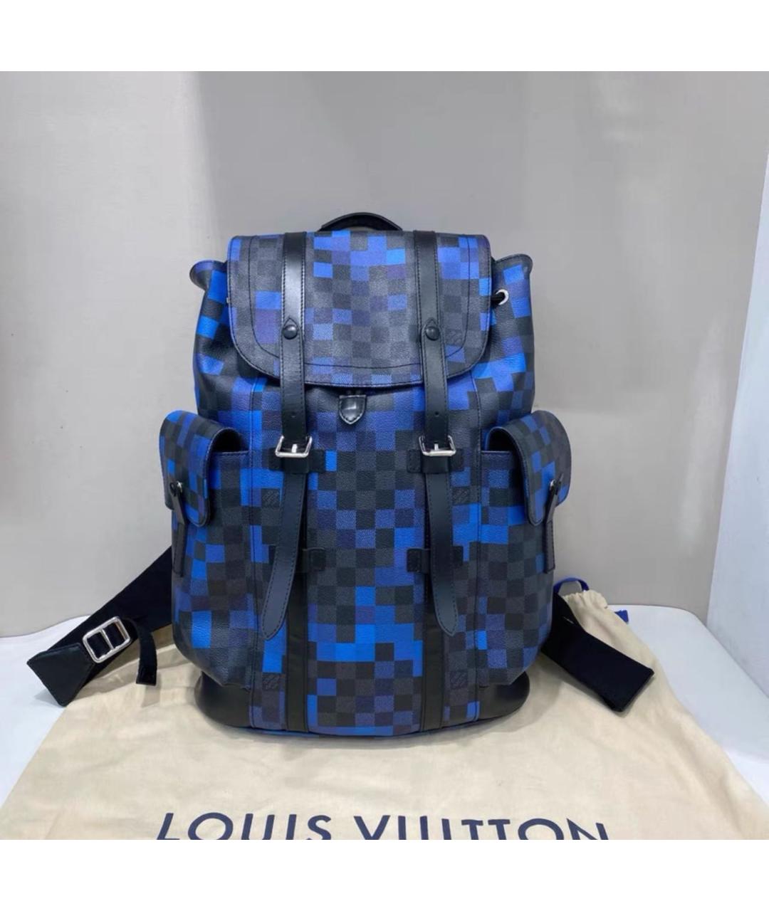 LOUIS VUITTON Синий кожаный рюкзак, фото 7