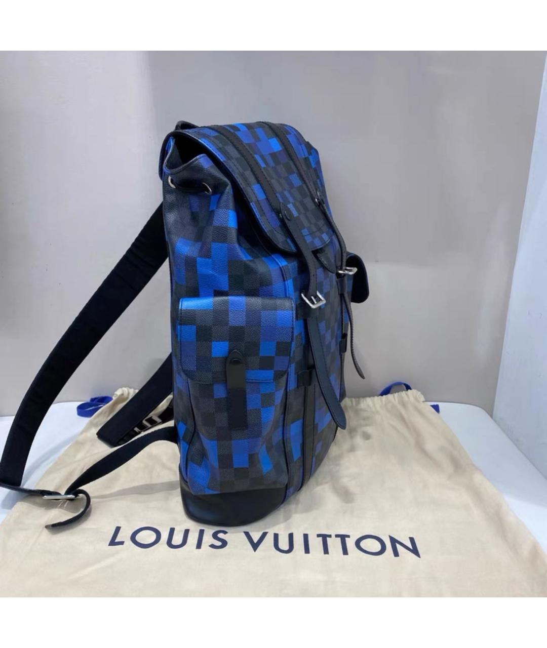 LOUIS VUITTON Синий кожаный рюкзак, фото 3