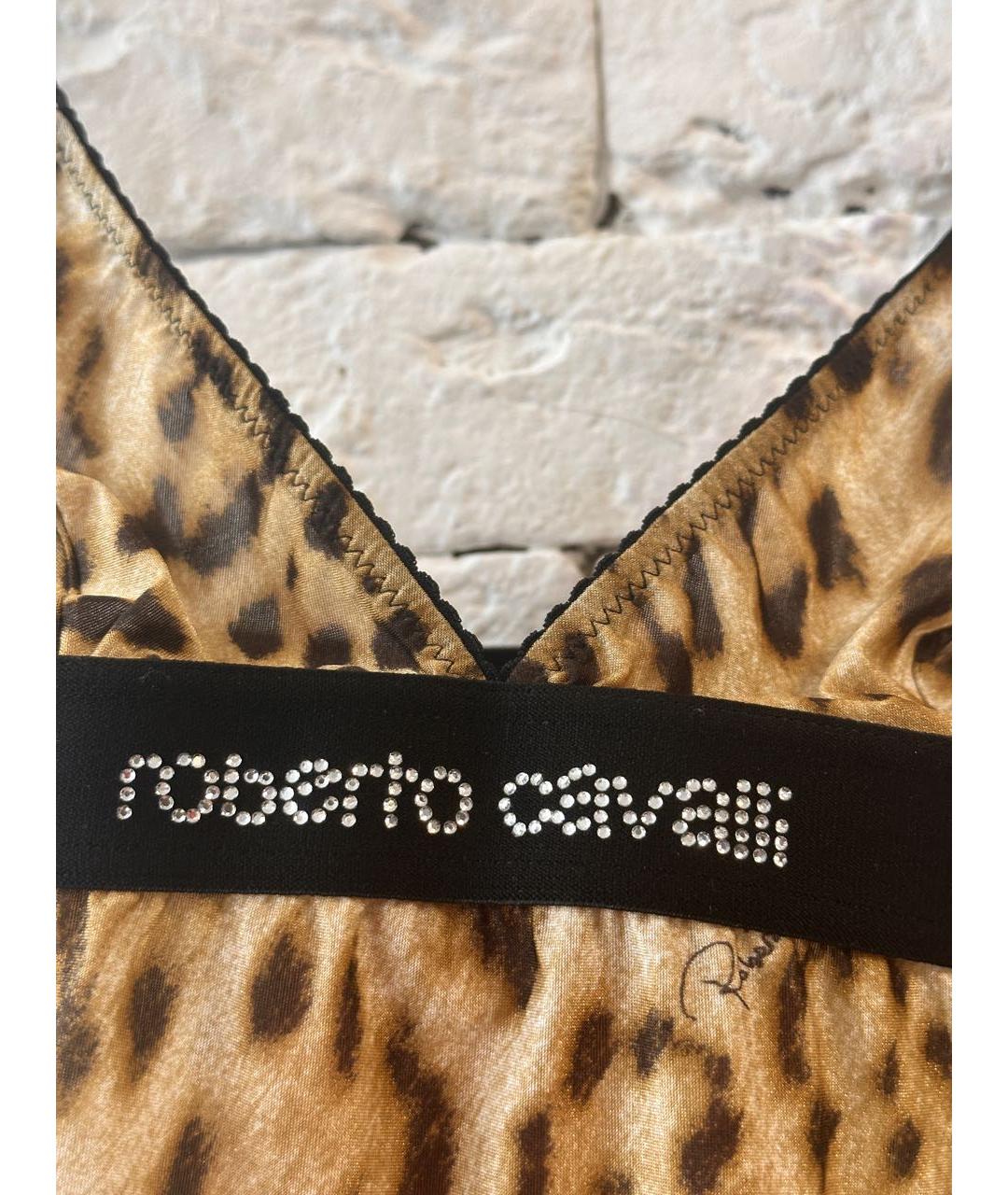 ROBERTO CAVALLI Коричневая полиамидовая майка, фото 4