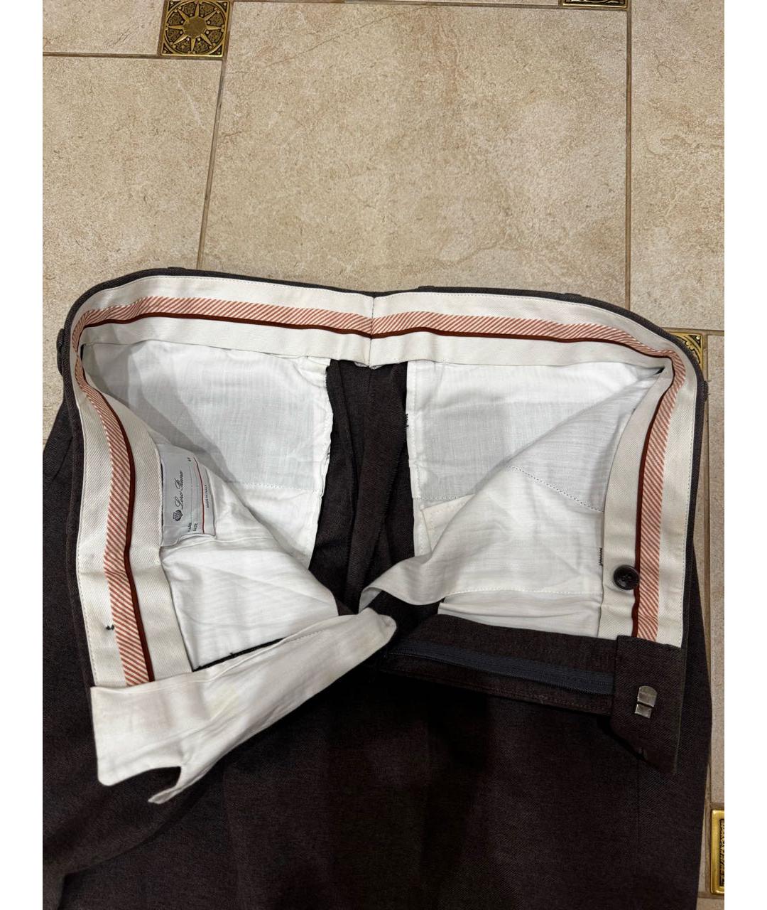 LORO PIANA Антрацитовые кашемировые классические брюки, фото 2