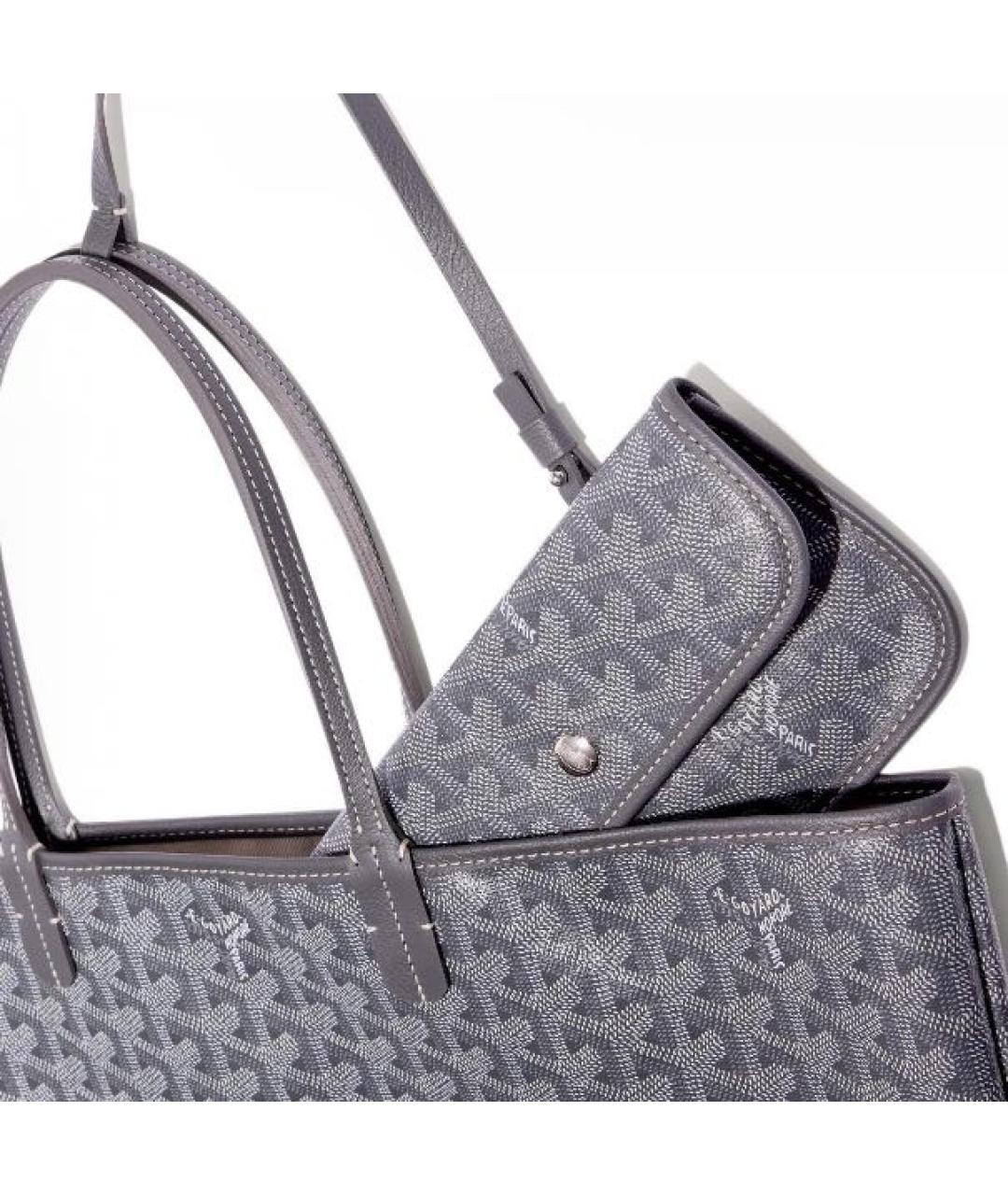 GOYARD Серая кожаная сумка через плечо, фото 4