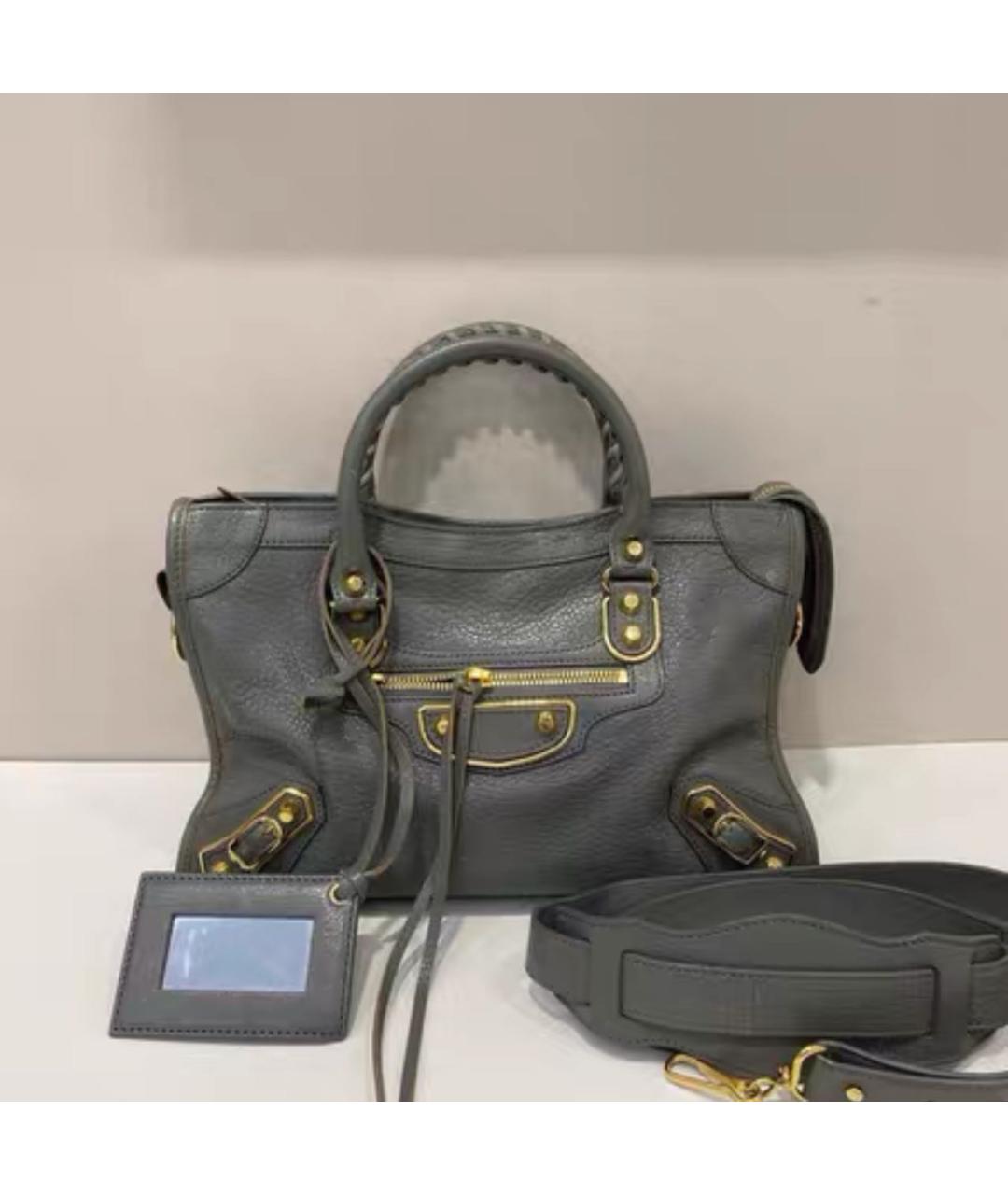 BALENCIAGA Серая кожаная сумка на плечо, фото 8