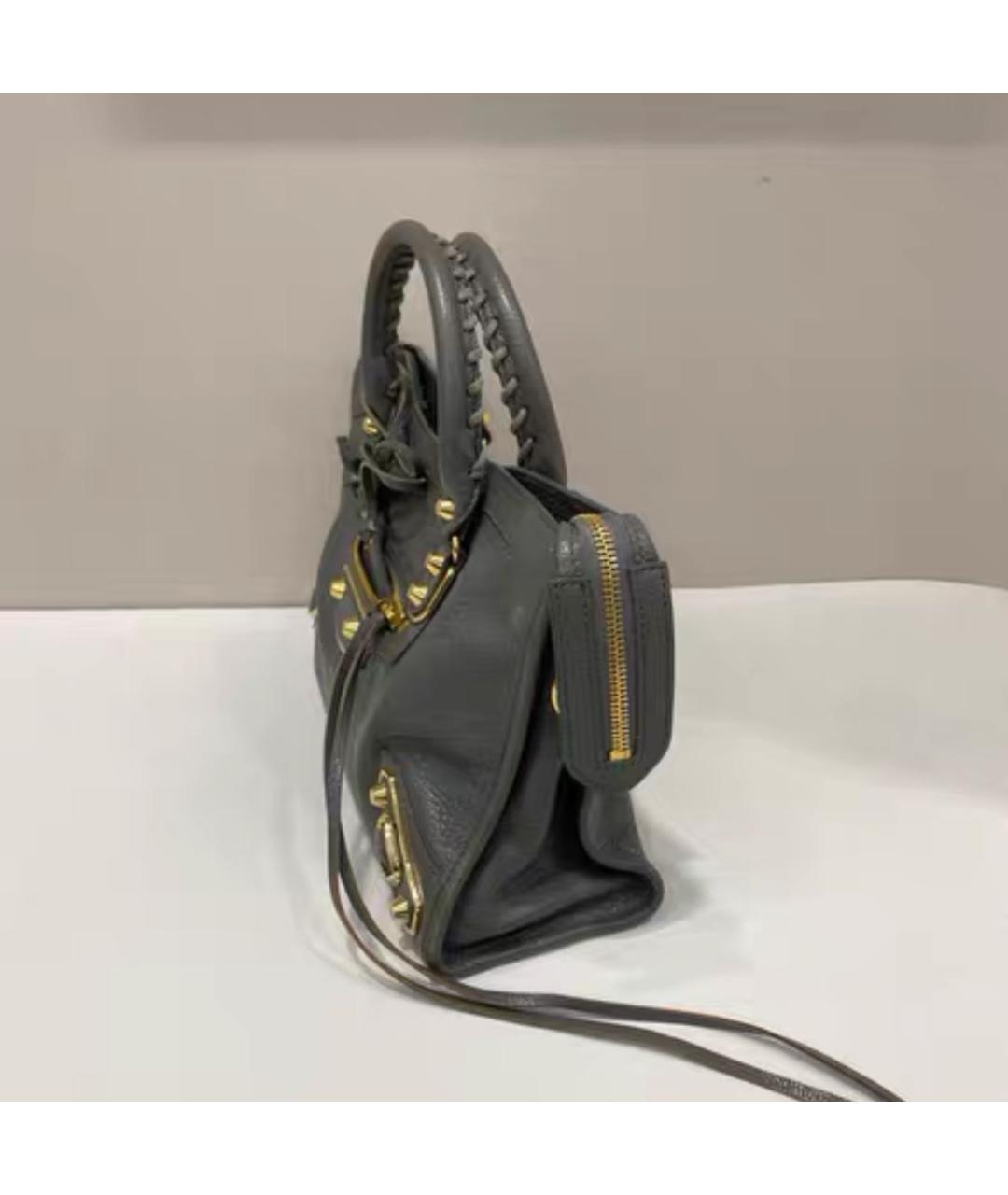 BALENCIAGA Серая кожаная сумка на плечо, фото 4