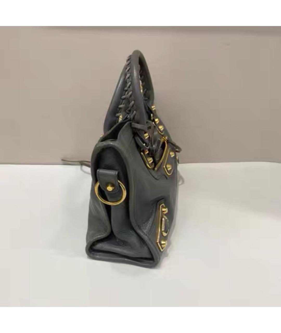 BALENCIAGA Серая кожаная сумка на плечо, фото 3