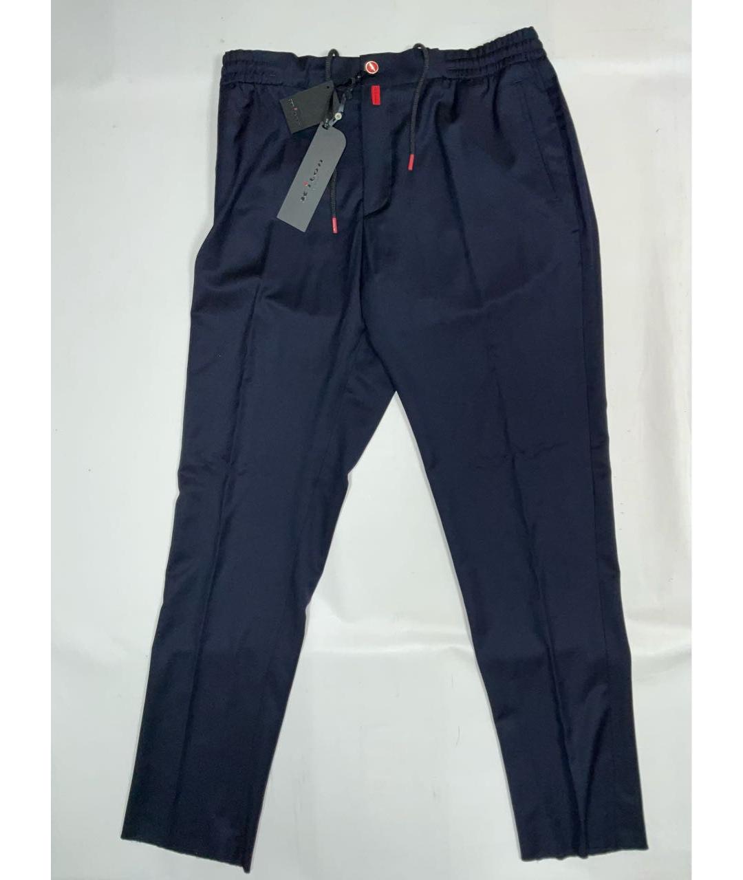 KITON Синие шерстяные повседневные брюки, фото 8
