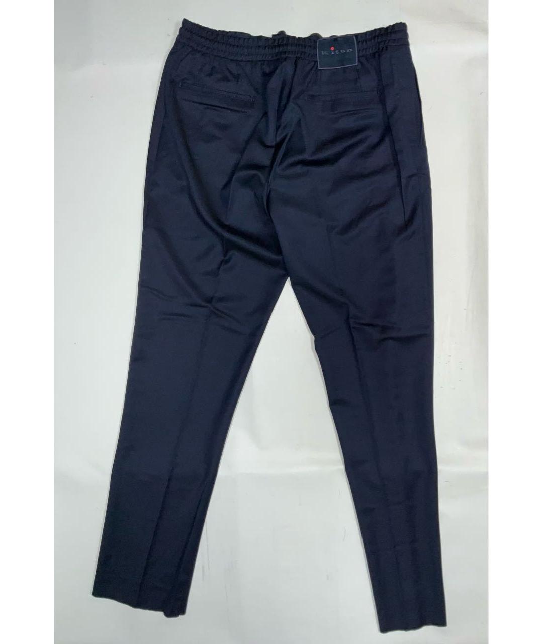 KITON Синие шерстяные повседневные брюки, фото 5
