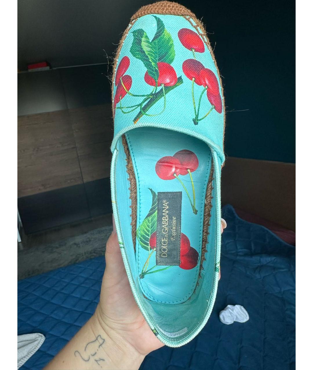 DOLCE&GABBANA Бирюзовые текстильные эспадрильи, фото 7