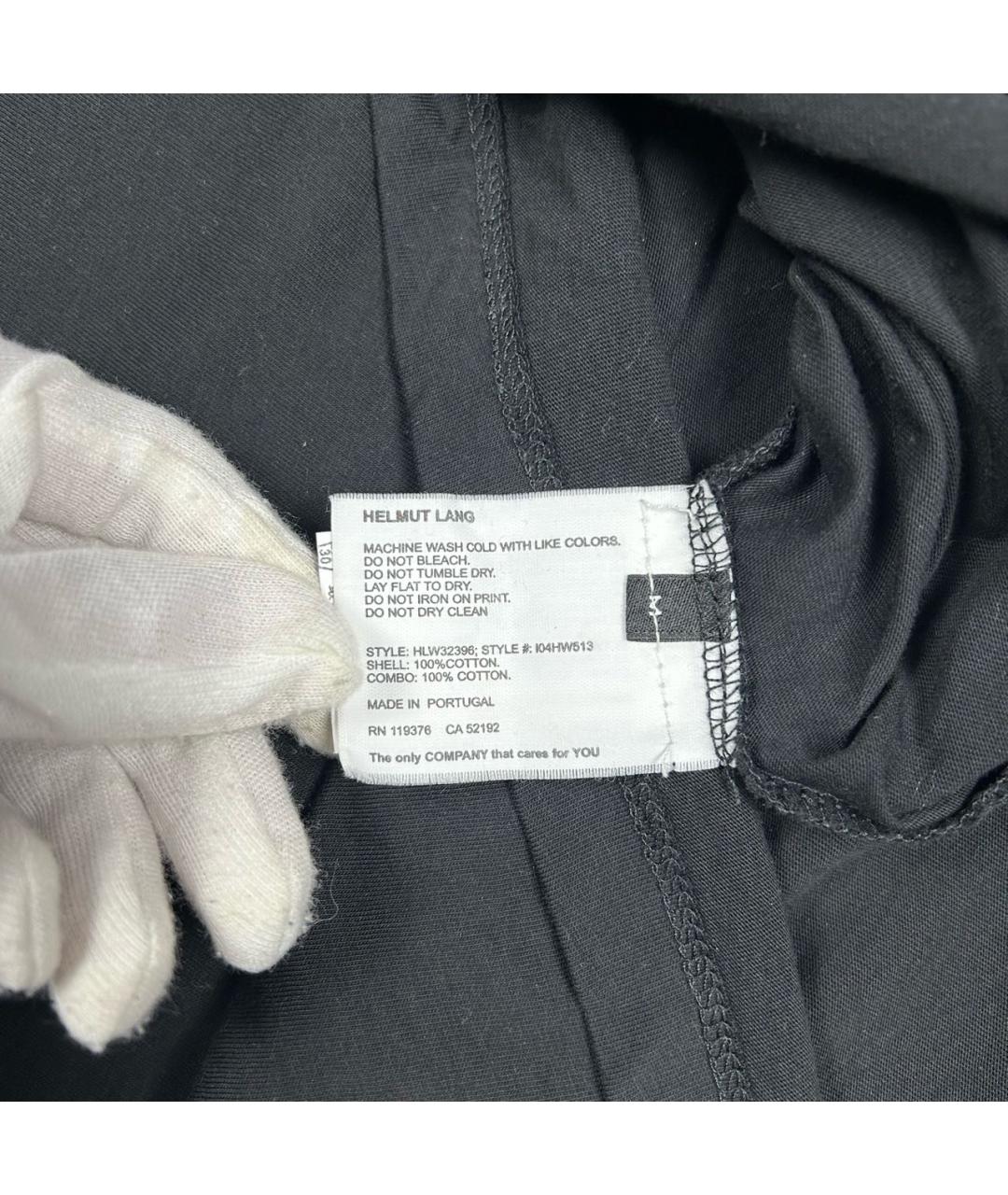 HELMUT LANG Черная хлопковая футболка, фото 4