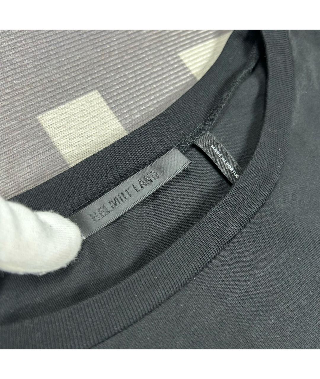HELMUT LANG Черная хлопковая футболка, фото 3