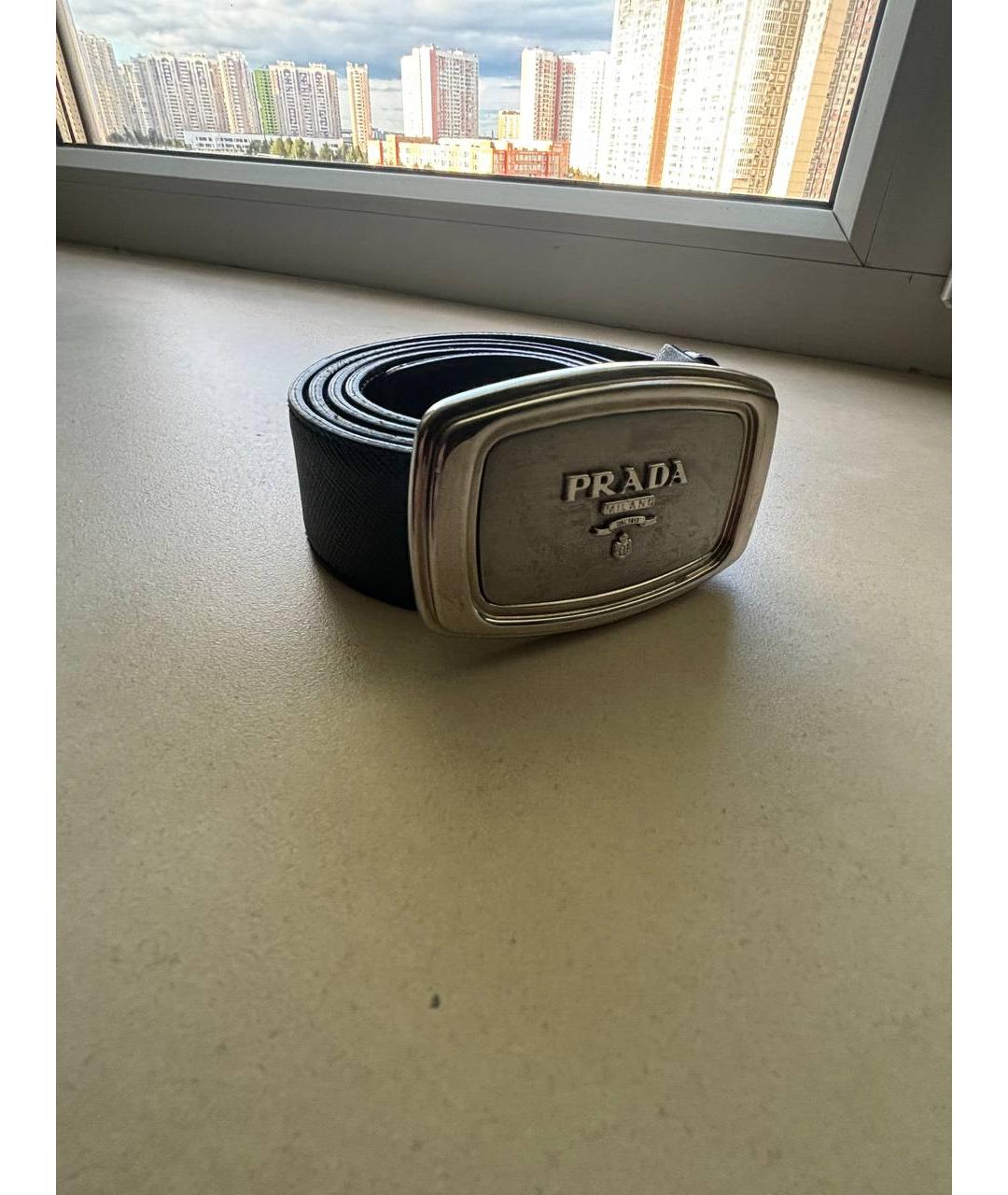 PRADA Синий кожаный ремень, фото 3