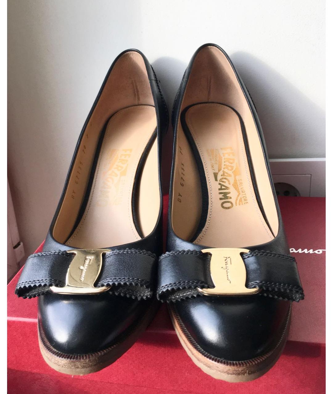 FERRAGAMO Черные кожаные туфли, фото 3