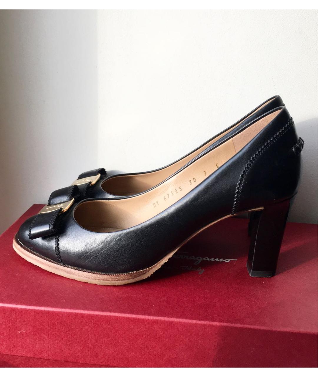 FERRAGAMO Черные кожаные туфли, фото 6