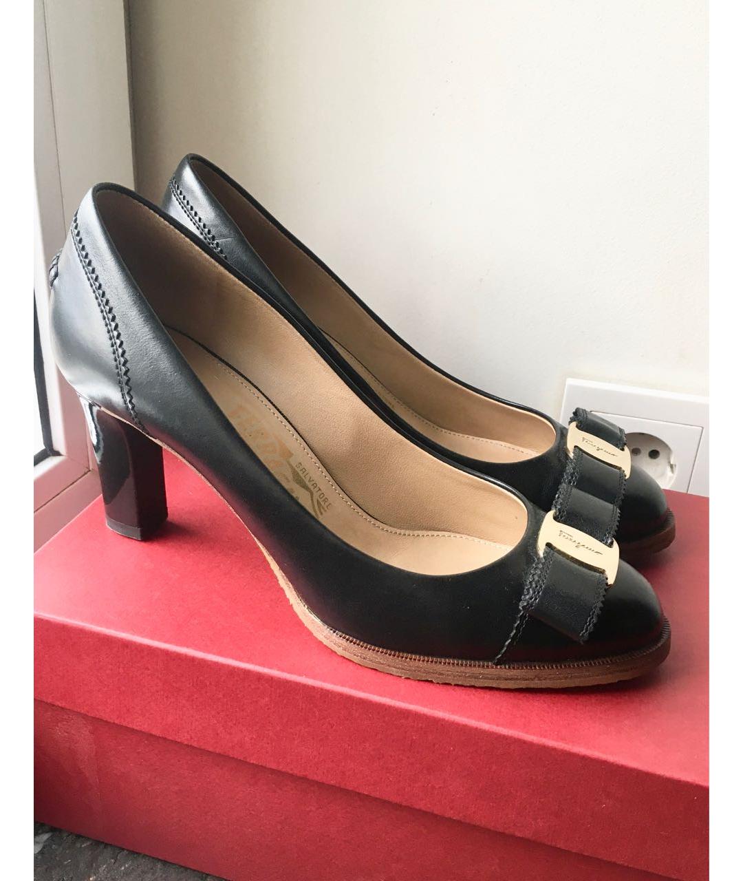 FERRAGAMO Черные кожаные туфли, фото 5