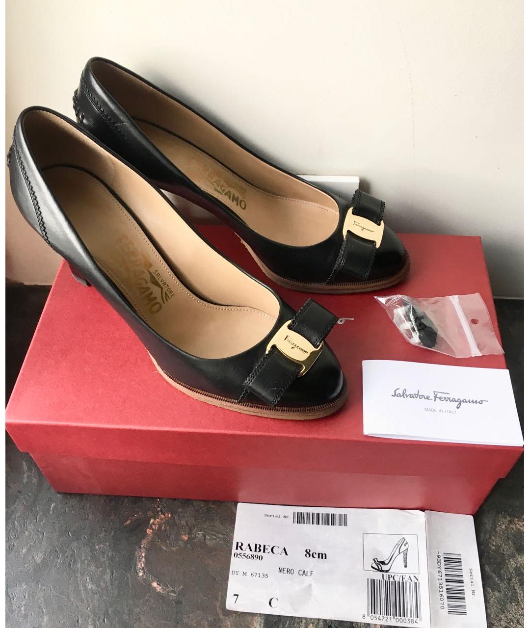FERRAGAMO Черные кожаные туфли, фото 8