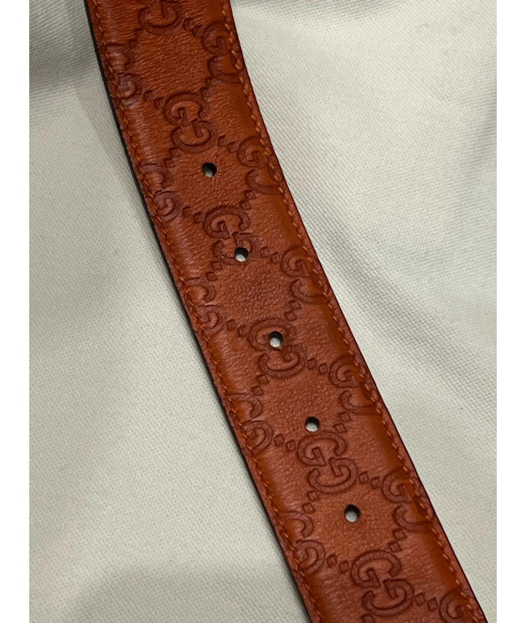 GUCCI Оранжевый кожаный ремень, фото 4