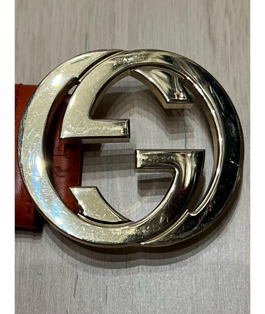 GUCCI Оранжевый кожаный ремень, фото 2